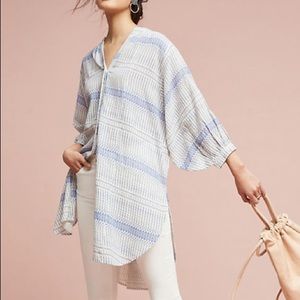 Anthropologie Balloon Sleeve Yarn-Dyed Tunic- S